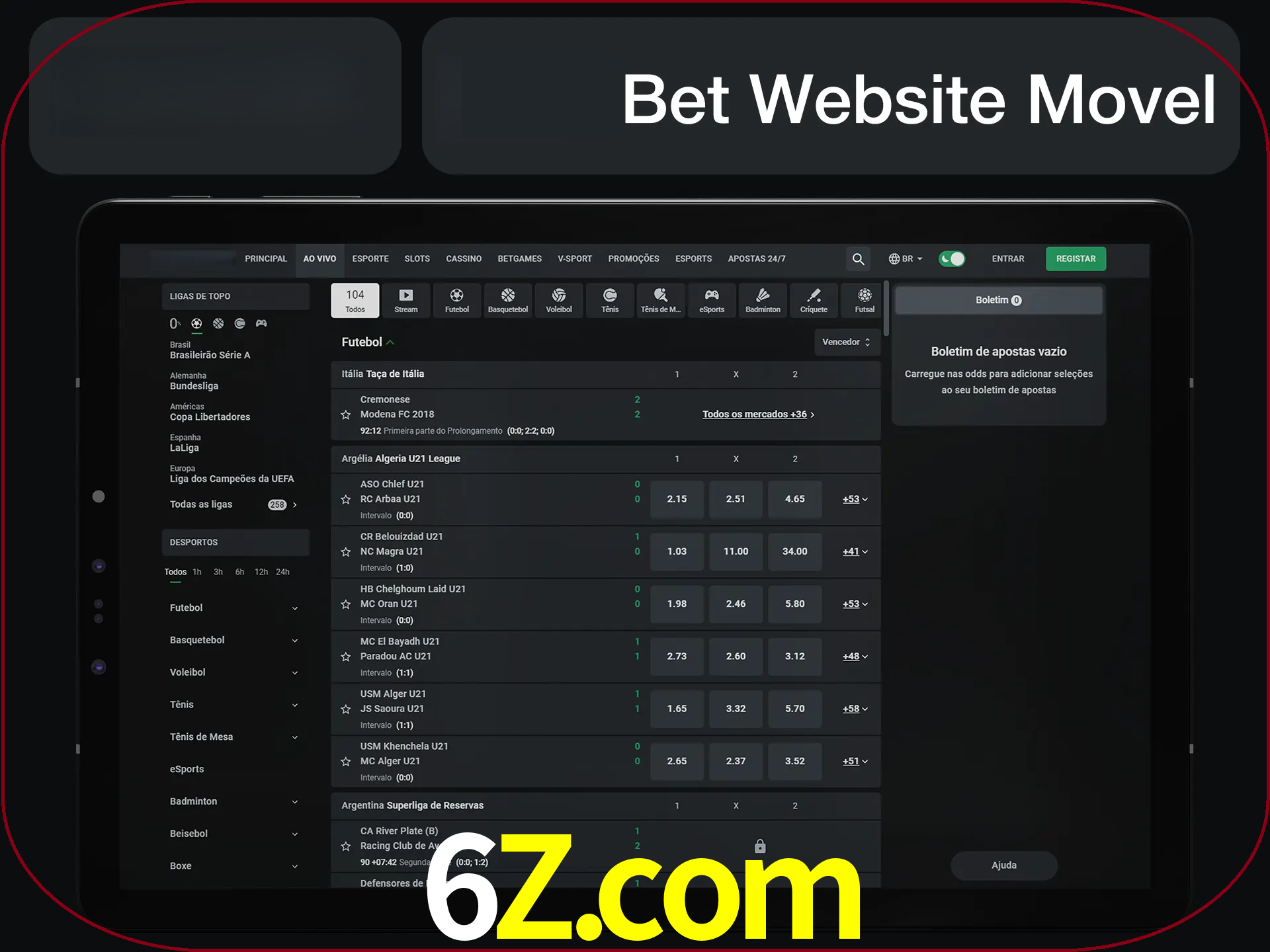 Use nosso website em qualquer dispositivo.